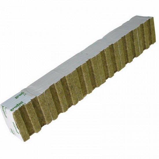 Grodan 100x100x65 mm, pěstební rockwool kostka s dírou 42x40 mm