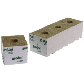 Grodan 75x75x65 mm, pěstební rockwool kostka s dírou 27x40 mm