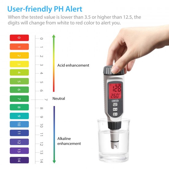 Měření pH metr s ATC, rozsah 0 – 14 pH s funkcí data-Hold, 2AAA