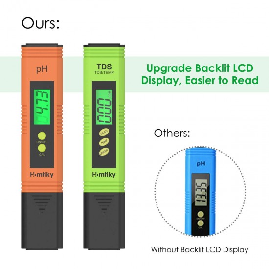 Měřič vodivosti vody, pH TDS EC PH metr + Teplota 4 v 1, sada testů kvality vody