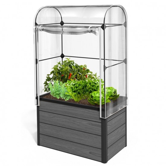 Vyvýšený záhon Keter Maple green house 99 x 58 x 185 cm, wpc šedý s fóliovníkem Vyvýšený záhon Keter Maple green house 99 x 58 x 185 cm, wpc šedý s fóliovníkem