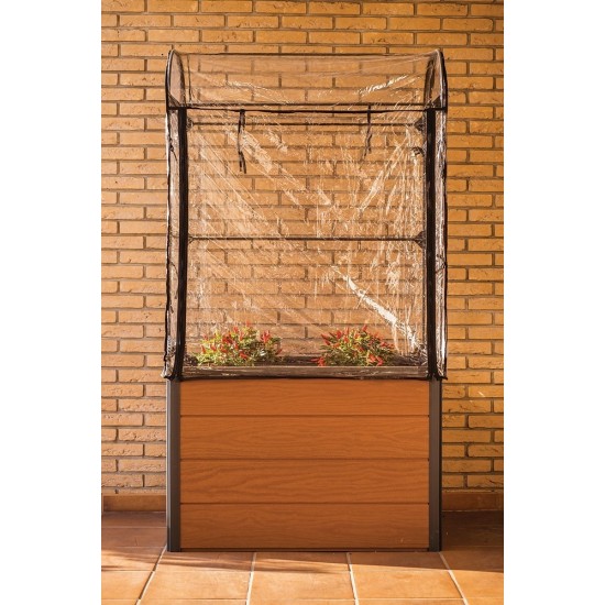 Vyvýšený záhon Keter Maple green house 99 x 58 x 185 cm, wpc hnědý s fóliovníkem Vyvýšený záhon Keter Maple green house 99 x 58 x 185 cm, wpc hnědý s fóliovníkem