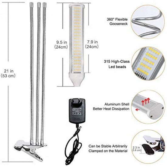 Growlight lampa na rostliny 315 LED, 150 W, plné spektrum, 3 režimy, 5 stupňů výkonu