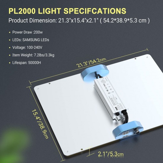 Grow LED panel Phlizon 2000 W stmívatelná světla, plné spektrum 476 LED Samsung