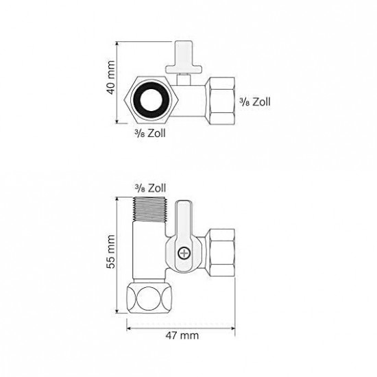 Uzavírací kohout T-kus 3/8" AG, ventil, adaptér pro napojení osmózy