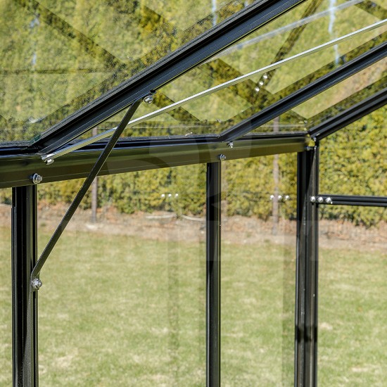 Zahradní skleník SANUS GLASS L-08, 220 x 360 cm, z tvrzeného skla 4 mm