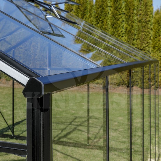 Zahradní skleník SANUS GLASS L-10, 220 x 430 cm, z tvrzeného skla 4 mm