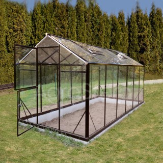 Zahradní skleník SANUS GLASS L-08, 220 x 360 cm, z tvrzeného skla 4 mm