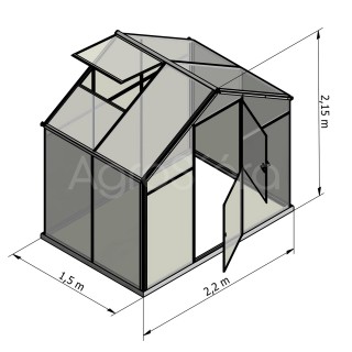 Skleník GAMPRE SANUS L-3, 220 x 140 cm, 6 mm + zdarma otvírač, pásky a svorky