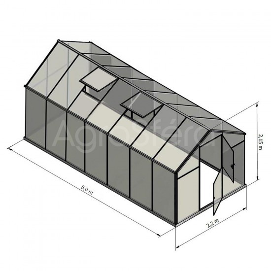 Skleník GAMPRE SANUS L-11, 220 x 500 cm, 6 mm + zdarma otvírač, pásky a svorky