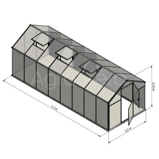 Skleník GAMPRE SANUS L-12, 220 x 570 cm, 6 mm + zdarma otvírače, pásky a svorky