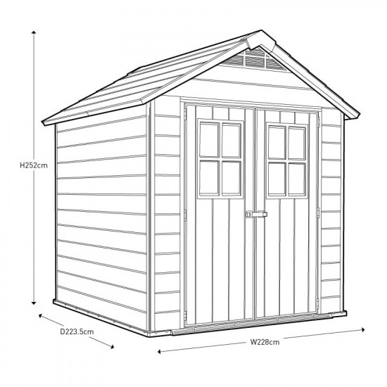 Zahradní domek Keter NEWTON 757 228 x 224 cm, dřevo-plast EVOTECH, antracit